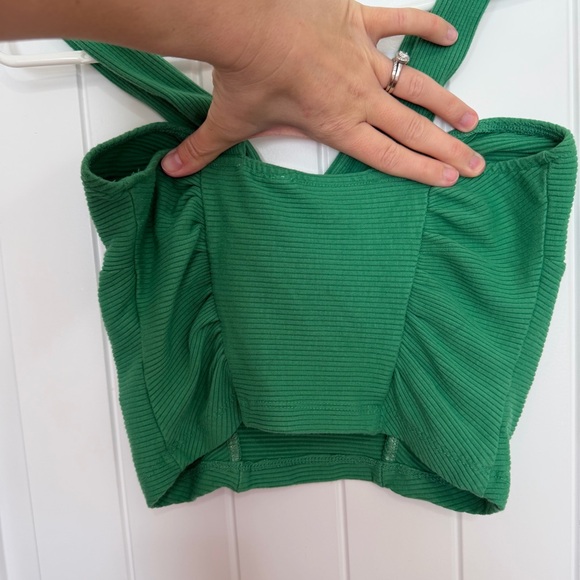 Urban Outfitters Midnight Halter Cropped Tank Top Women’s Medium Green Ribbed - Picture 7 of 7